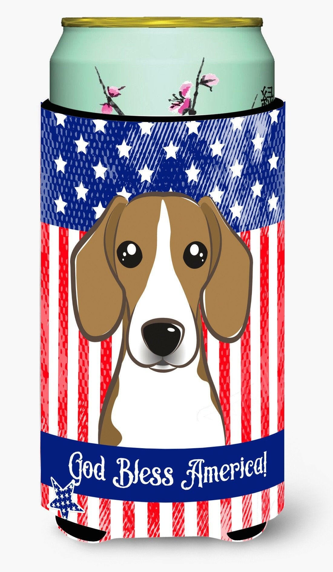 God Bless American Flag with Beagle Tall Boy Beverage Insulator Hugger BB2169TBC by Caroline&#39;s Treasures