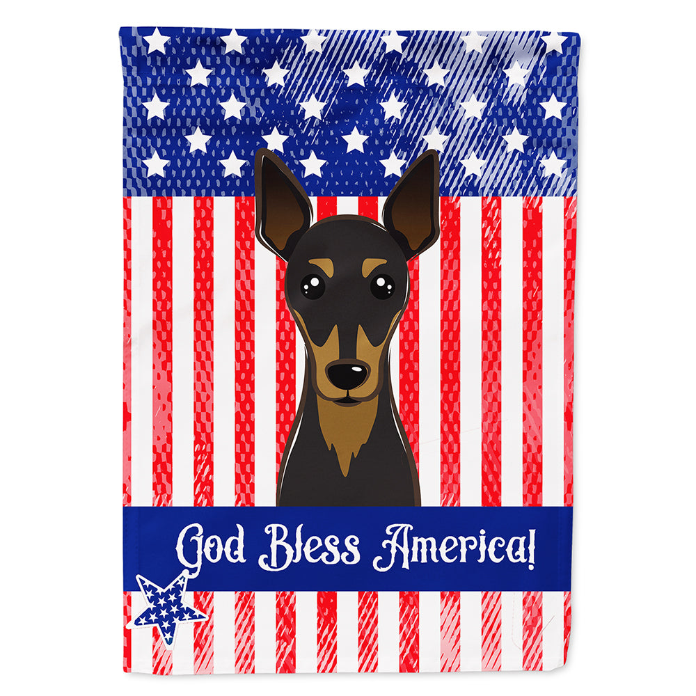 God Bless American Flag with Min Pin Flag Canvas House Size BB2170CHF