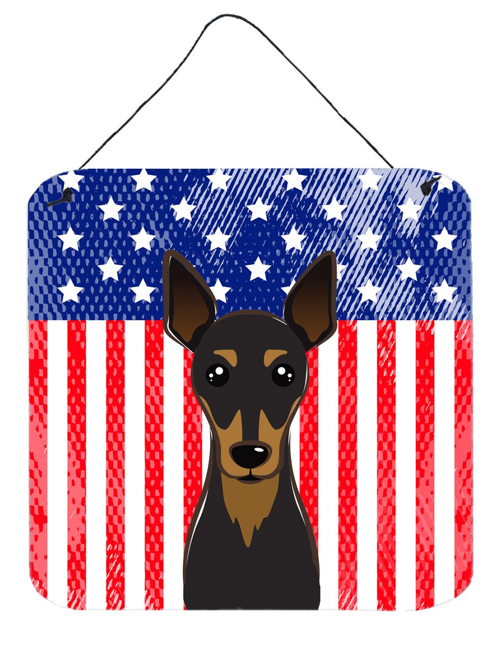 American Flag and Min Pin Wall or Door Hanging Prints BB2170DS66 by Caroline&#39;s Treasures