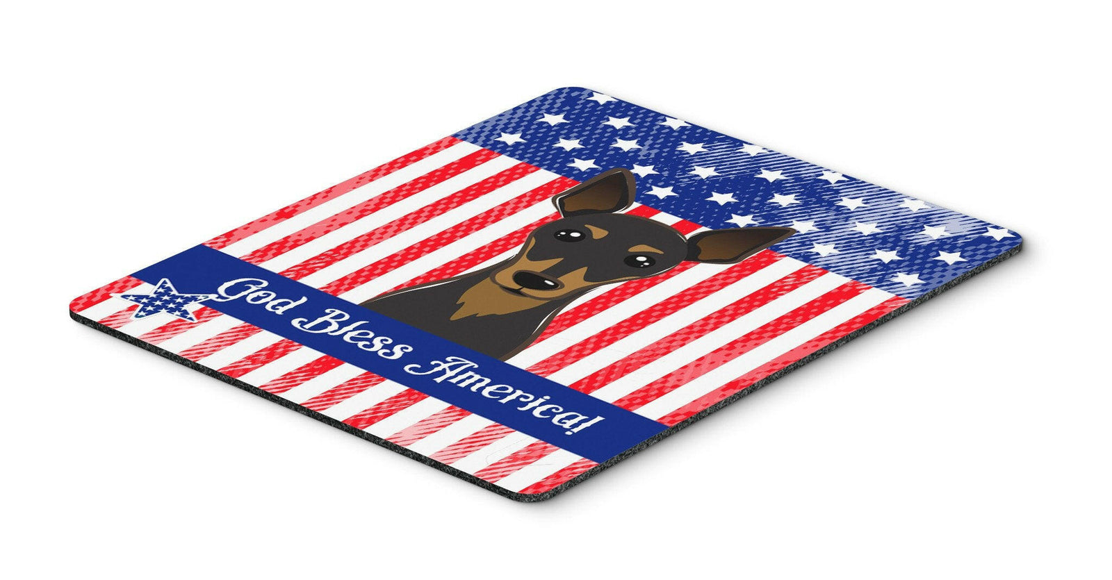 God Bless American Flag with Min Pin Mouse Pad, Hot Pad or Trivet BB2170MP by Caroline's Treasures