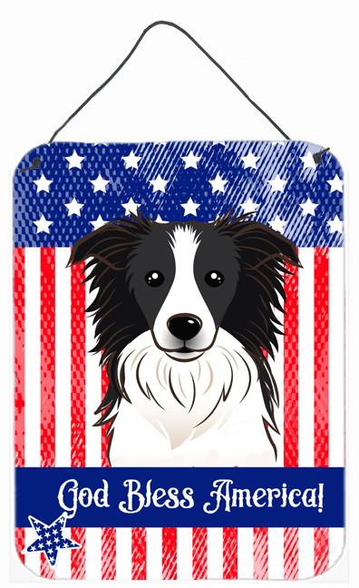 God Bless American Flag with Border Collie Wall or Door Hanging Prints BB2171DS1216 by Caroline's Treasures