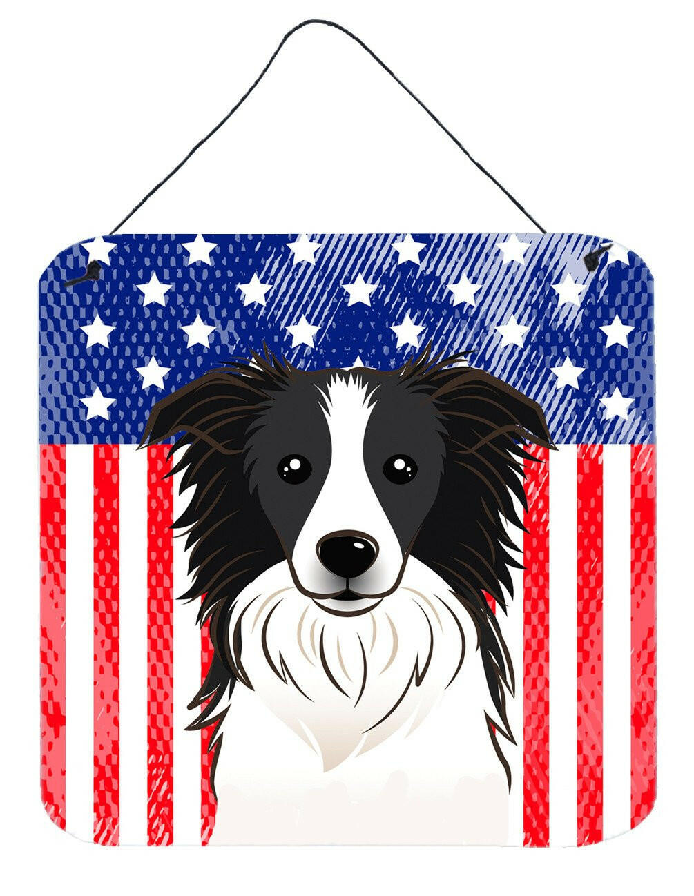 American Flag and Border Collie Wall or Door Hanging Prints BB2171DS66 by Caroline&#39;s Treasures
