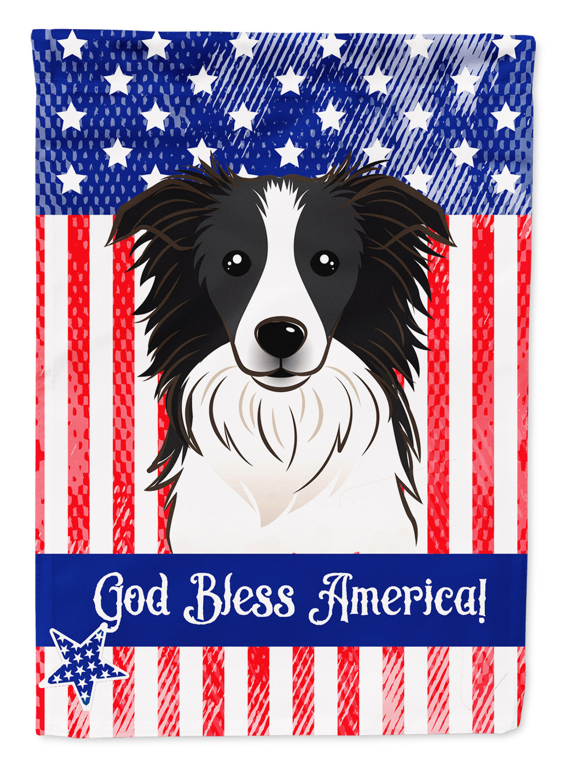 God Bless American Flag with Border Collie Flag Garden Size BB2171GF