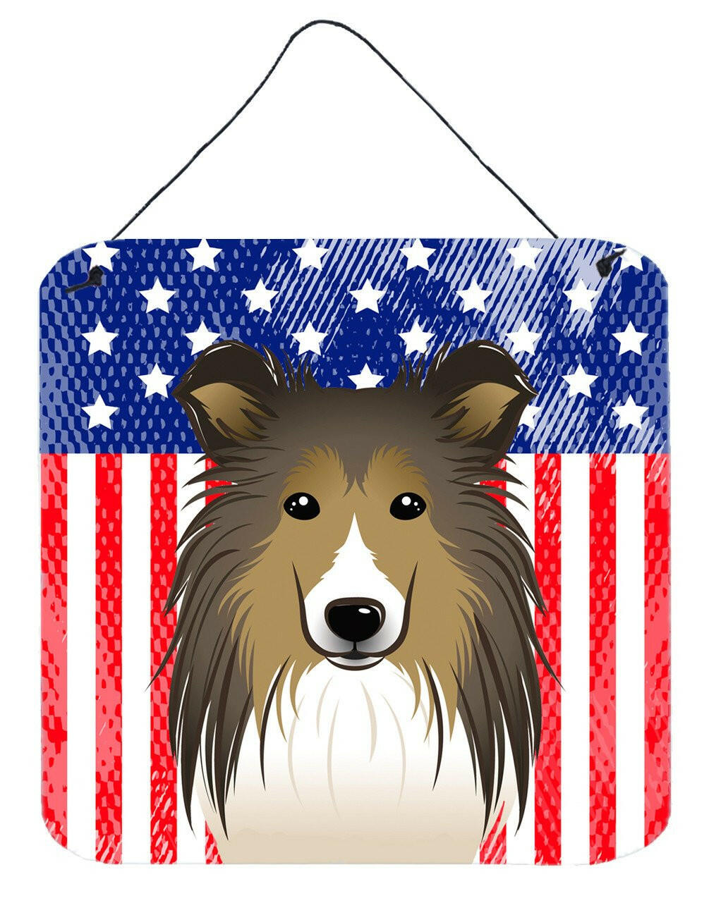 American Flag and Sheltie Wall or Door Hanging Prints BB2172DS66 by Caroline&#39;s Treasures