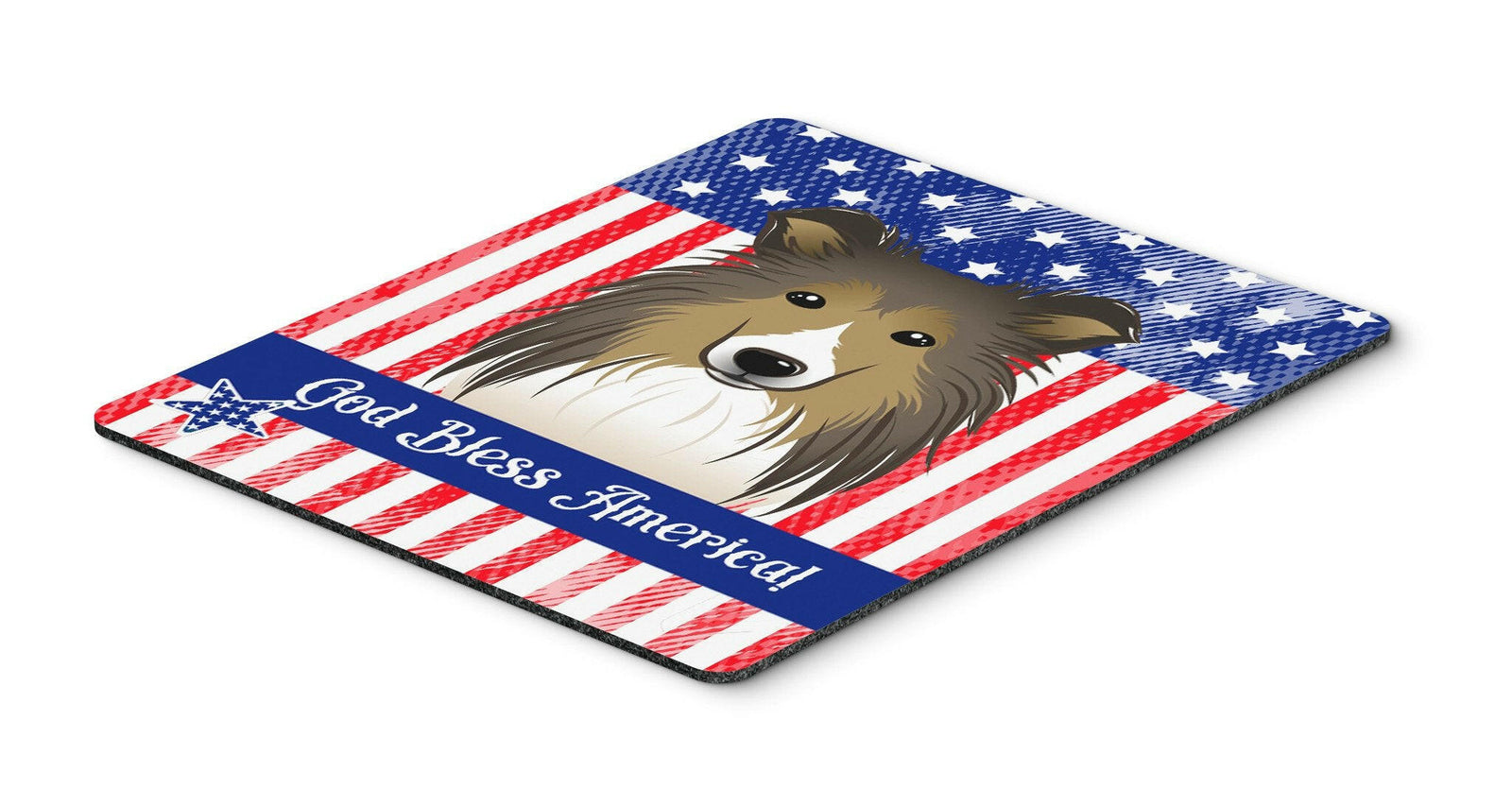God Bless American Flag with Sheltie Mouse Pad, Hot Pad or Trivet BB2172MP by Caroline's Treasures