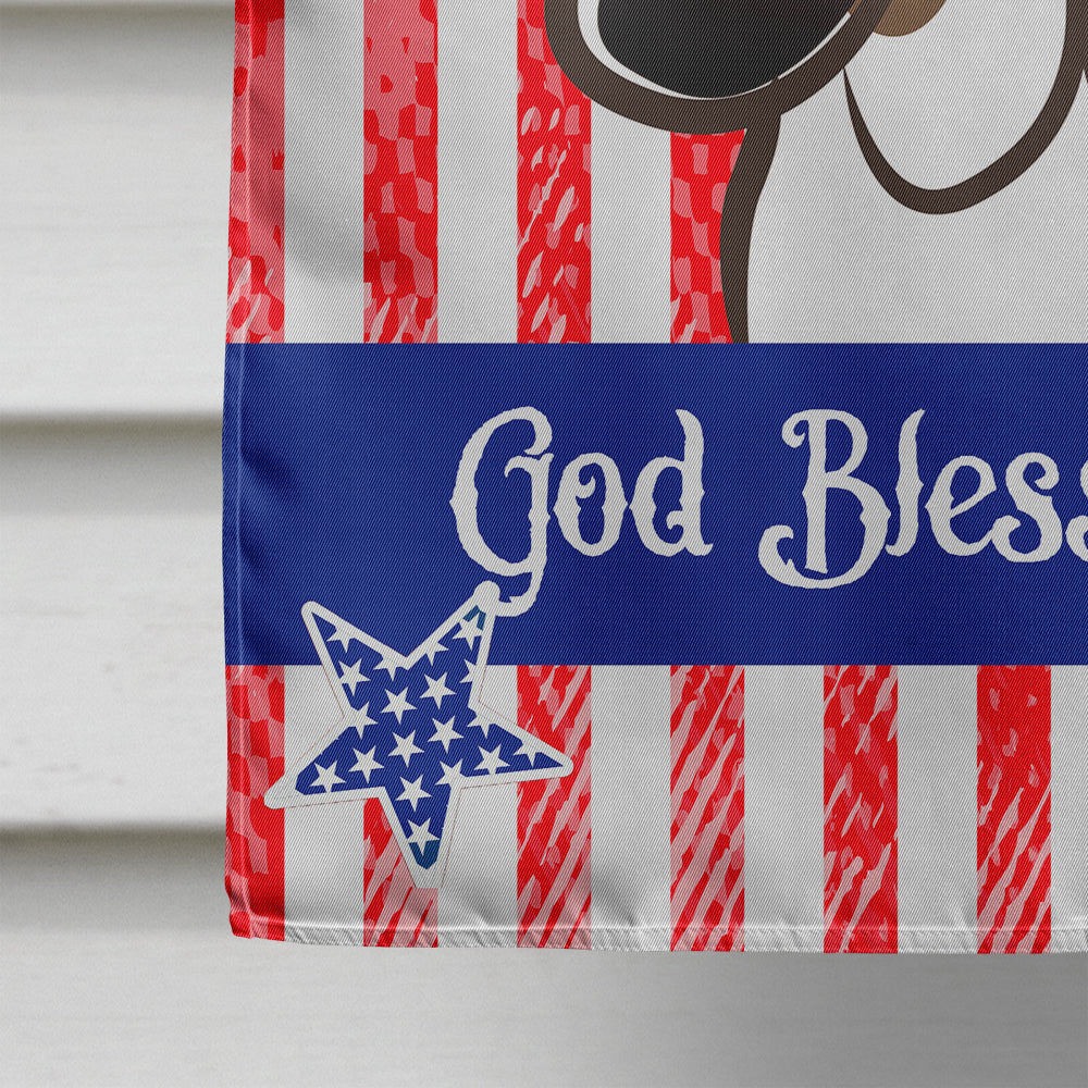 God Bless American Flag with Basset Hound Flag Canvas House Size BB2173CHF