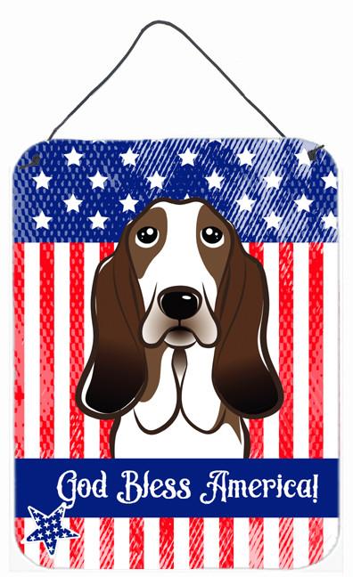God Bless American Flag with Basset Hound Wall or Door Hanging Prints BB2173DS1216 by Caroline's Treasures