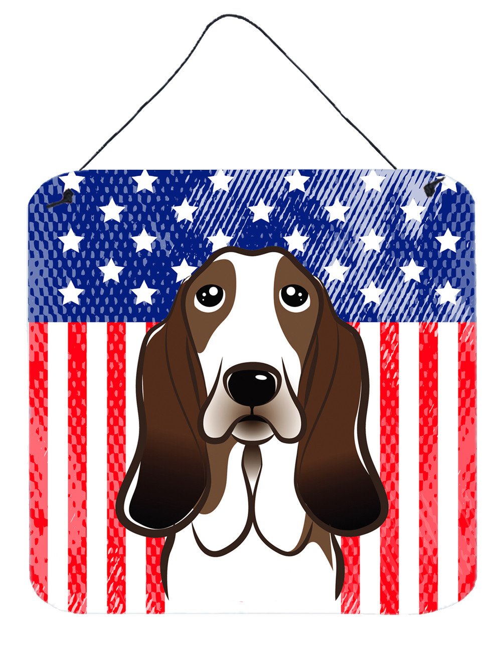 American Flag and Basset Hound Wall or Door Hanging Prints BB2173DS66 by Caroline&#39;s Treasures