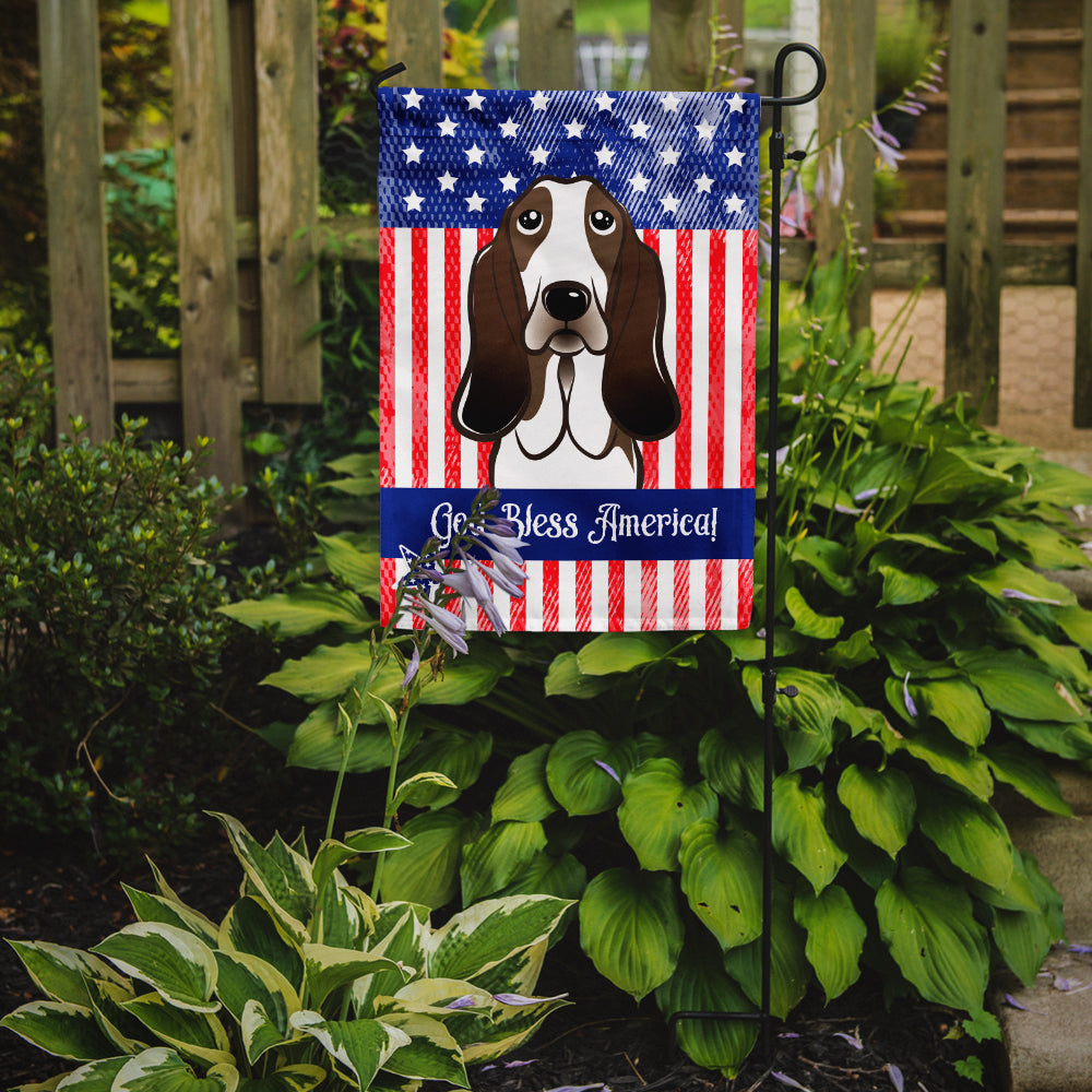 God Bless American Flag with Basset Hound Flag Garden Size BB2173GF