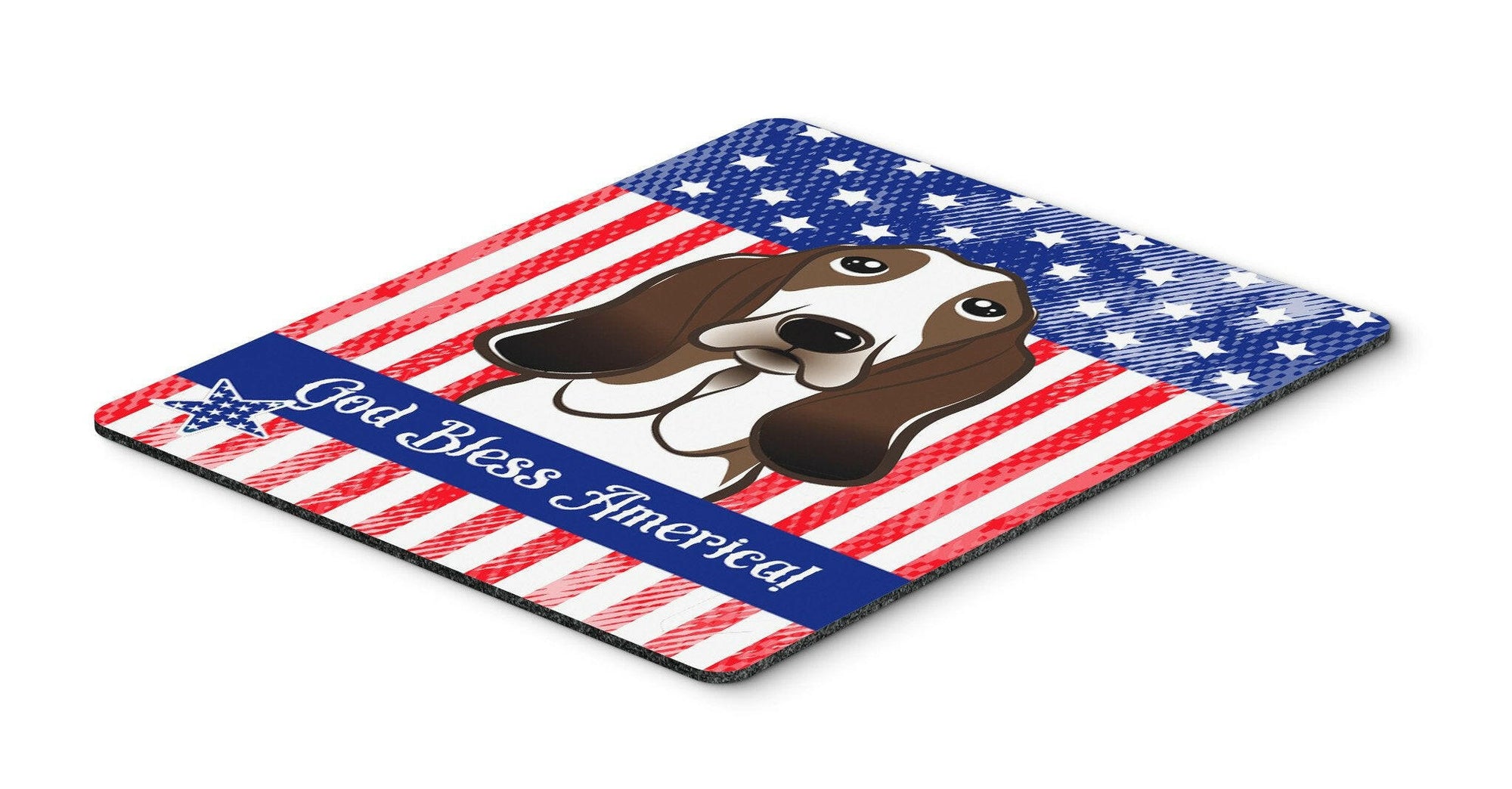God Bless American Flag with Basset Hound Mouse Pad, Hot Pad or Trivet BB2173MP by Caroline's Treasures