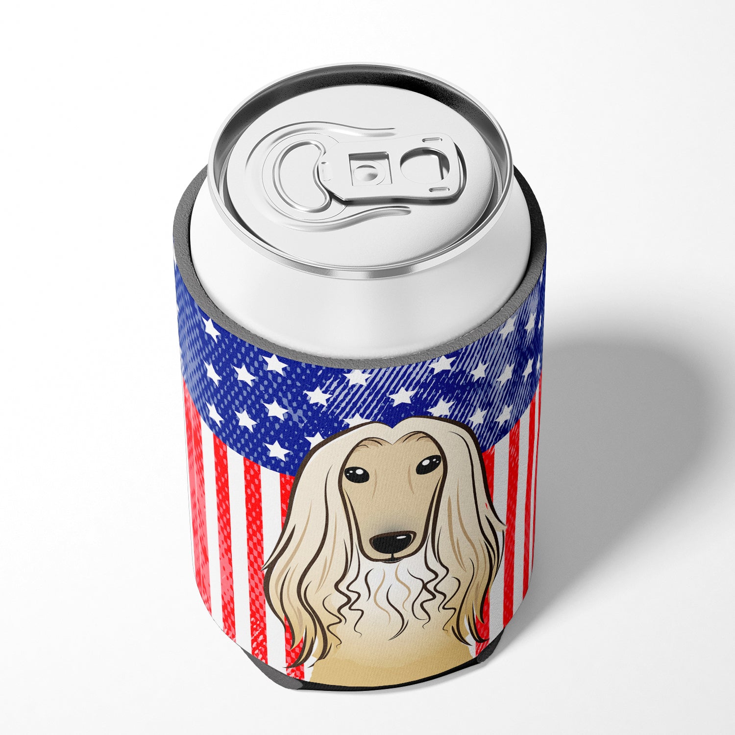 American Flag and Afghan Hound Can or Bottle Hugger BB2174CC