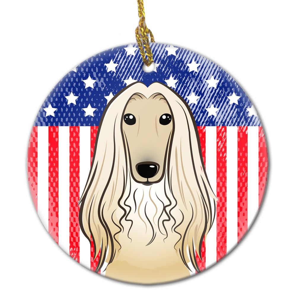 American Flag and Afghan Hound Ceramic Ornament by Caroline&#39;s Treasures