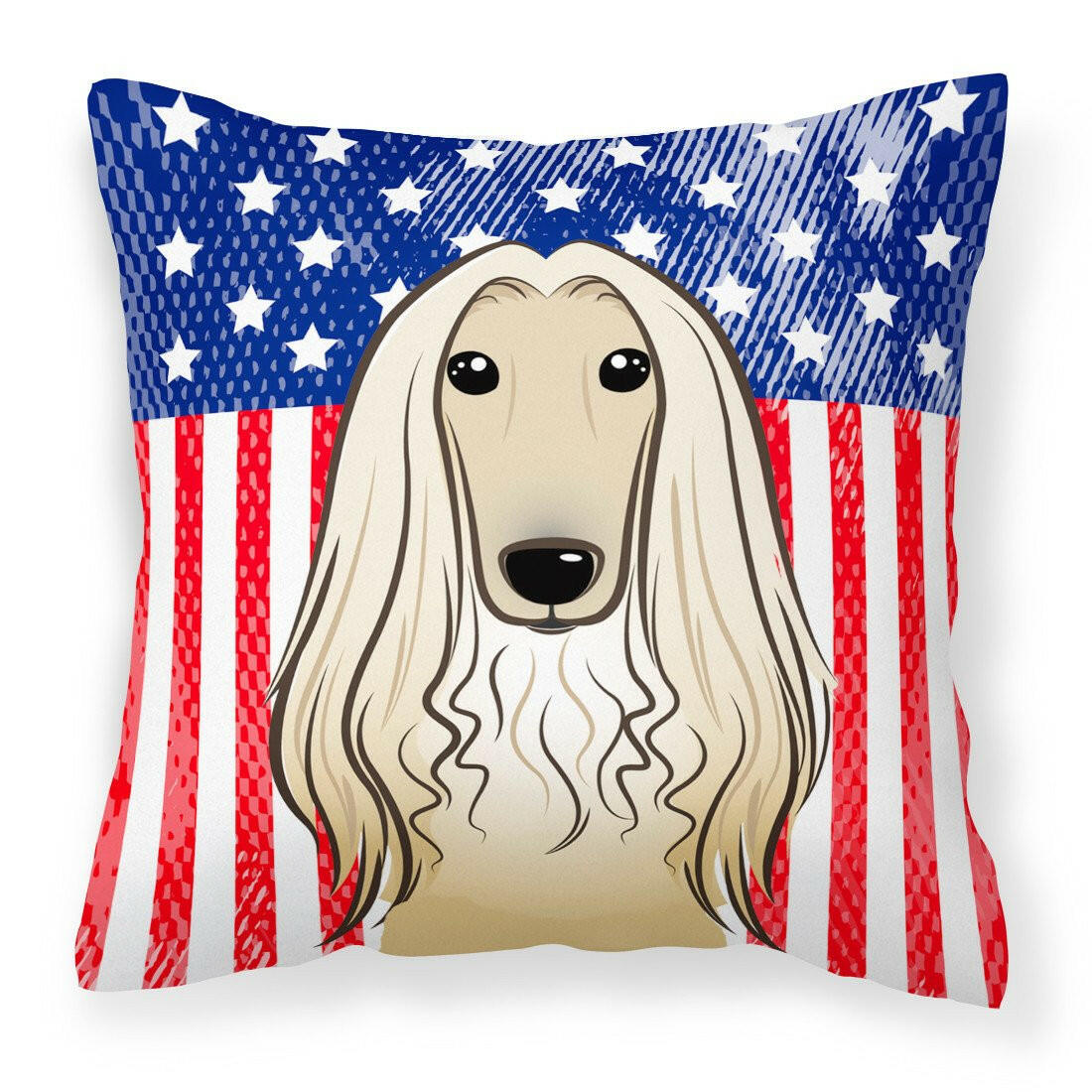 American Flag and Afghan Hound Fabric Decorative Pillow BB2174PW1414 - the-store.com