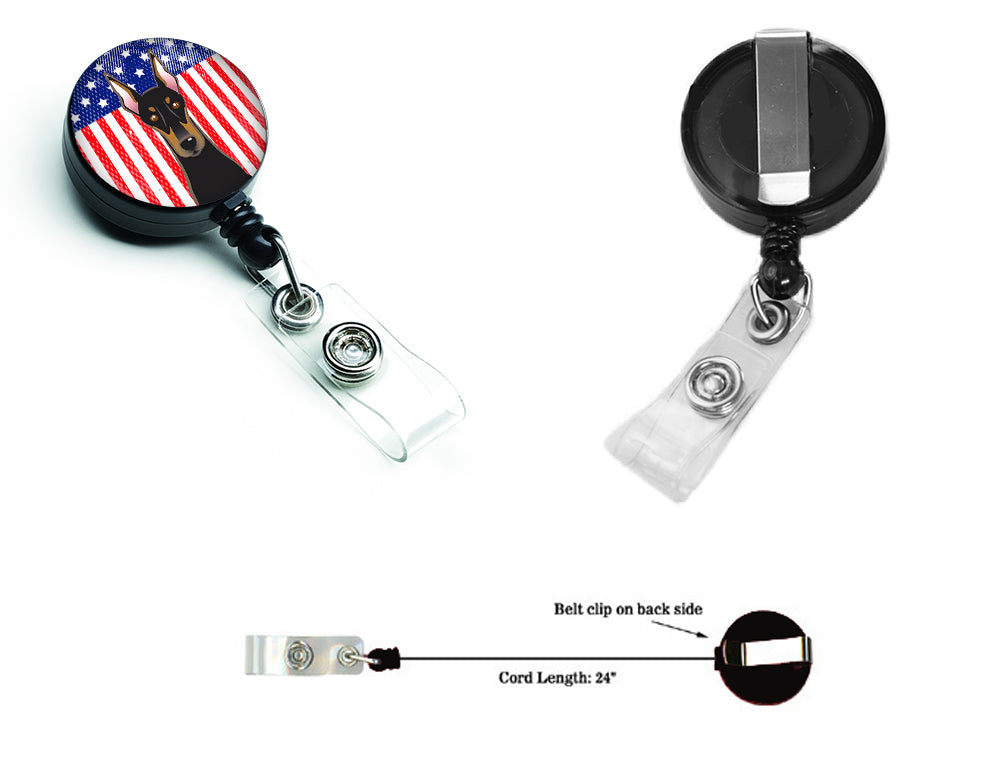 American Flag and Doberman Retractable Badge Reel BB2175BR