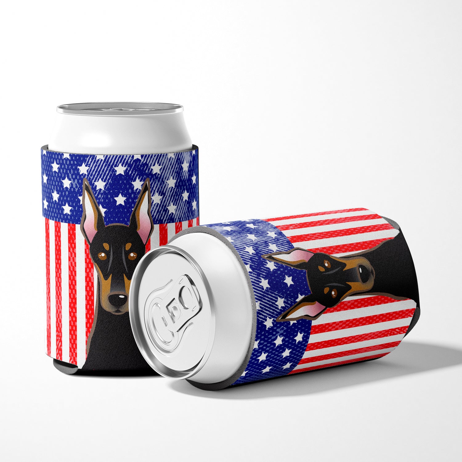 American Flag and Doberman Can or Bottle Hugger BB2175CC.