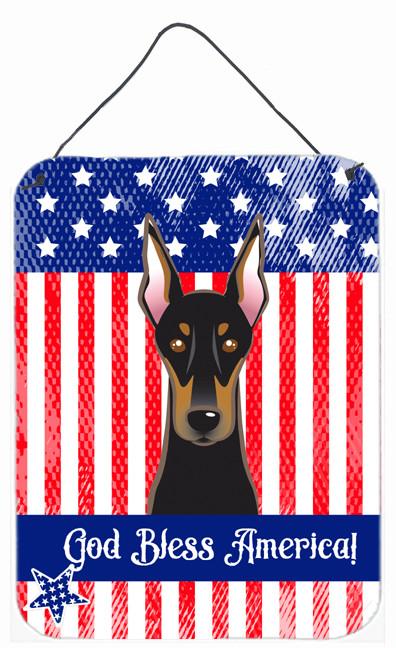 God Bless American Flag with Doberman Wall or Door Hanging Prints BB2175DS1216 by Caroline&#39;s Treasures