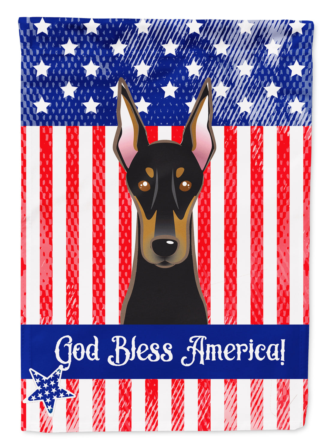 God Bless American Flag with Doberman Flag Garden Size BB2175GF.