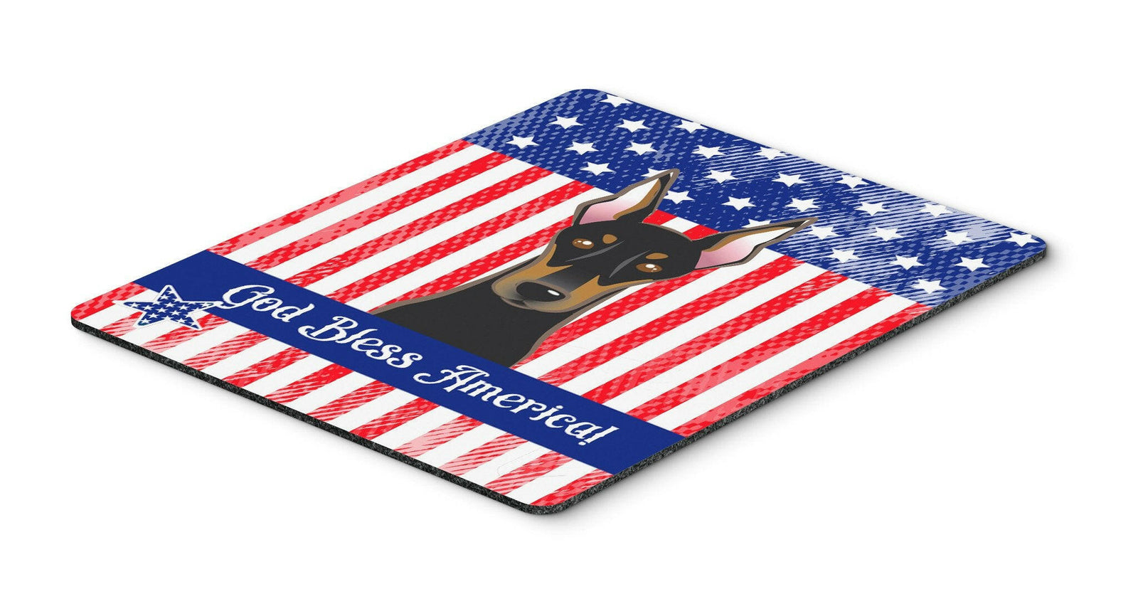 God Bless American Flag with Doberman Mouse Pad, Hot Pad or Trivet BB2175MP by Caroline's Treasures