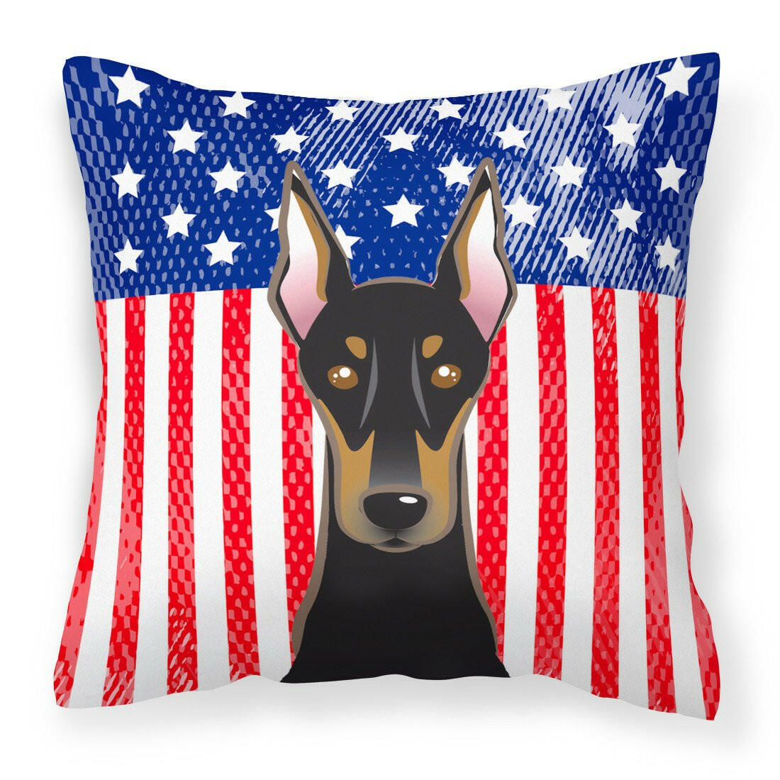 American Flag and Doberman Fabric Decorative Pillow BB2175PW1414 - the-store.com