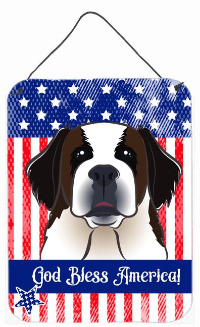 God Bless American Flag with Saint Bernard Wall or Door Hanging Prints BB2176DS1216 by Caroline's Treasures