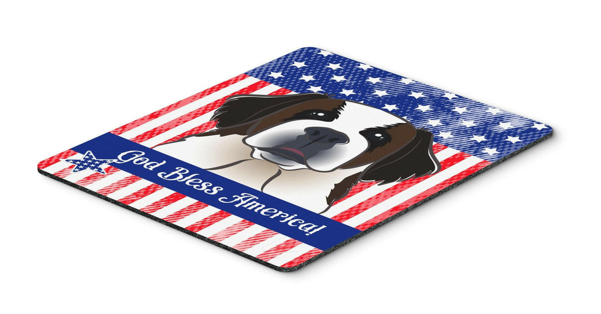 God Bless American Flag with Saint Bernard Mouse Pad, Hot Pad or Trivet BB2176MP by Caroline&#39;s Treasures