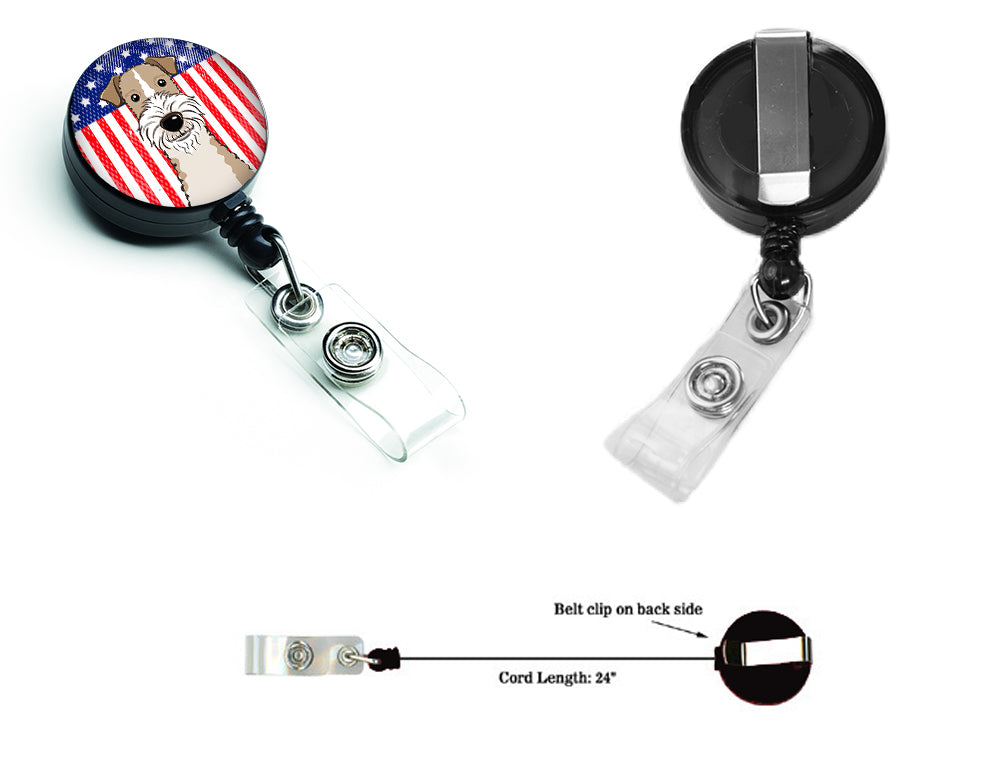 American Flag and Wire Haired Fox Terrier Retractable Badge Reel BB2177BR