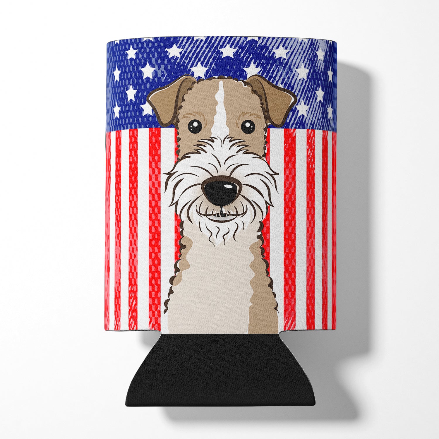 American Flag and Wire Haired Fox Terrier Can or Bottle Hugger BB2177CC