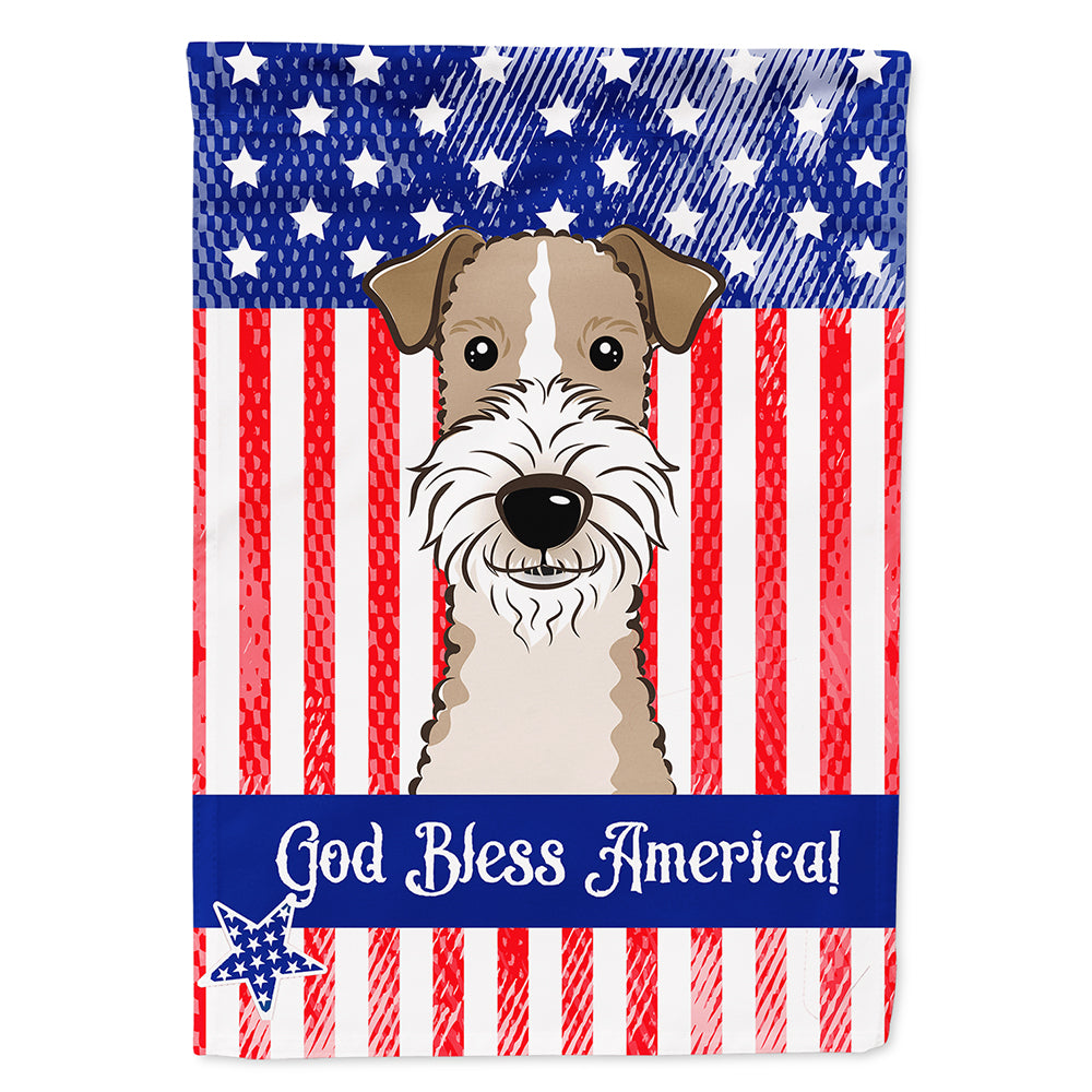 God Bless American Flag with Wire Haired Fox Terrier Flag Canvas House Size BB2177CHF