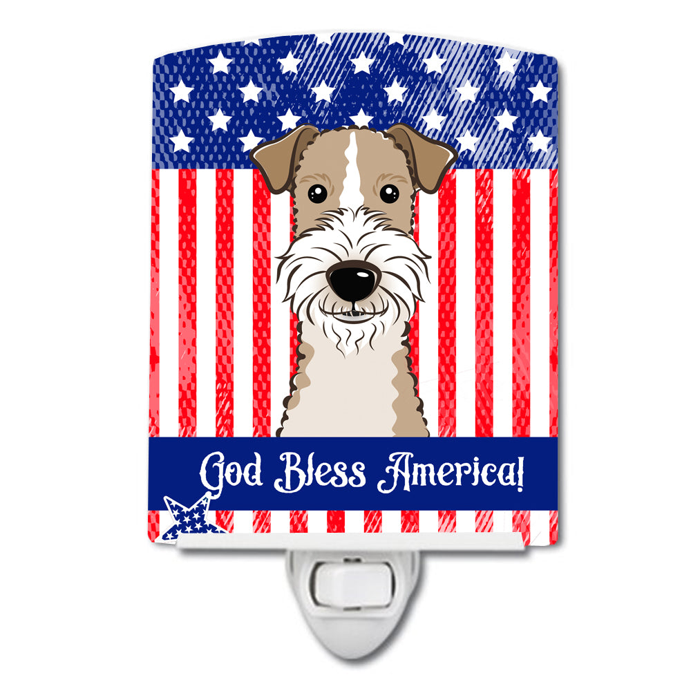 American Flag and Wire Haired Fox Terrier Ceramic Night Light BB2177CNL - the-store.com