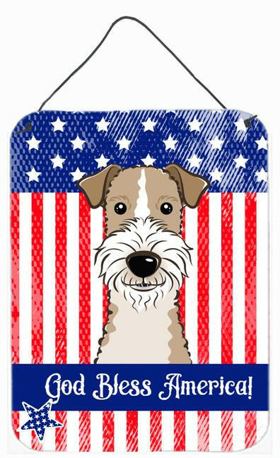 God Bless American Flag with Wire Haired Fox Terrier Wall or Door Hanging Prints BB2177DS1216 by Caroline&#39;s Treasures