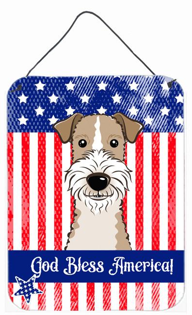 God Bless American Flag with Wire Haired Fox Terrier Wall or Door Hanging Prints BB2177DS1216 by Caroline's Treasures