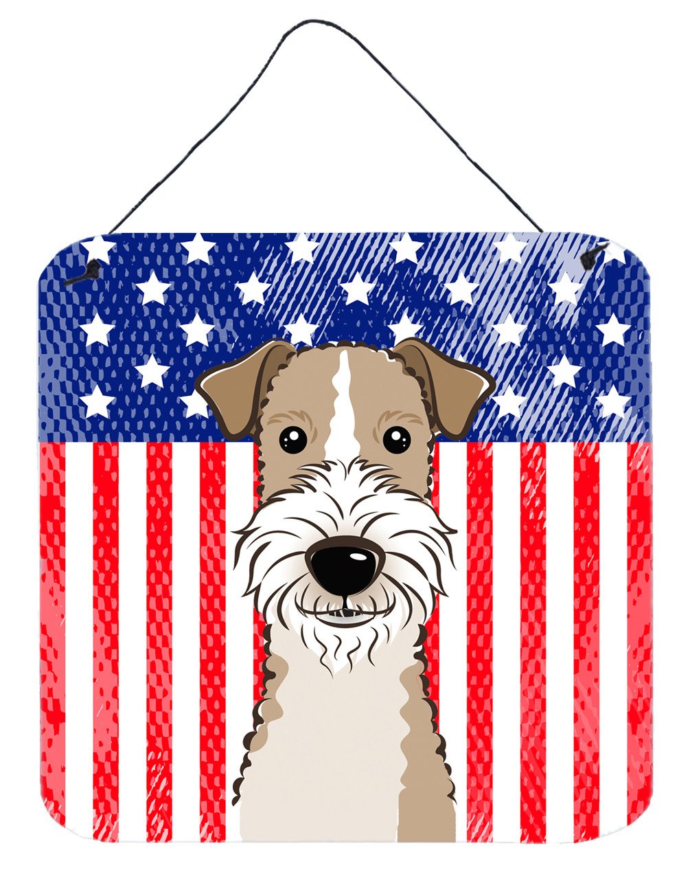 American Flag and Wire Haired Fox Terrier Wall or Door Hanging Prints BB2177DS66 by Caroline&#39;s Treasures