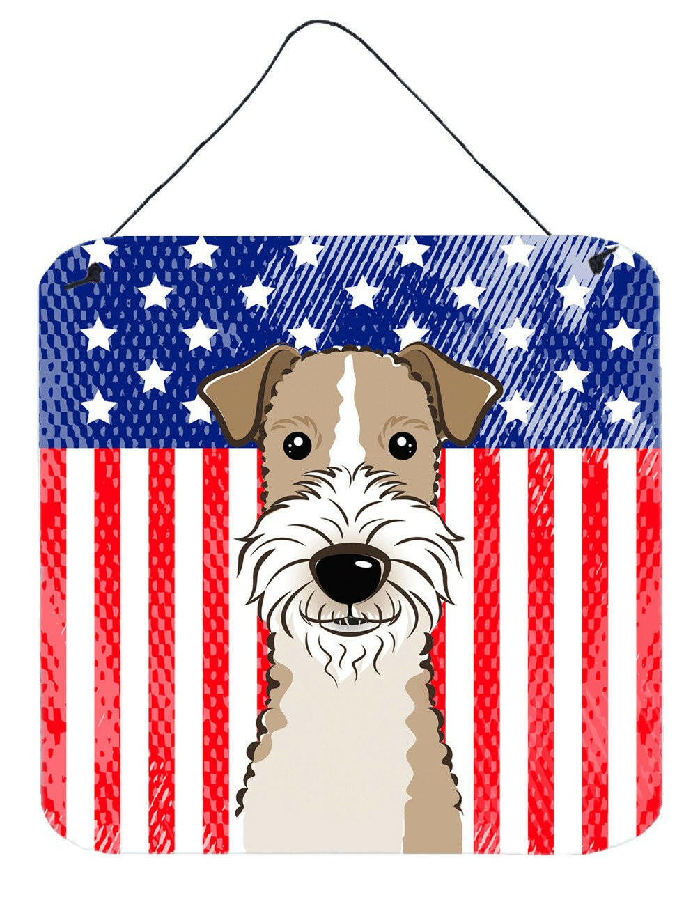 American Flag and Wire Haired Fox Terrier Wall or Door Hanging Prints BB2177DS66 by Caroline's Treasures