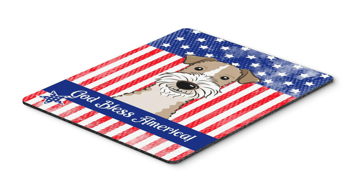 God Bless American Flag with Wire Haired Fox Terrier Mouse Pad, Hot Pad or Trivet BB2177MP by Caroline&#39;s Treasures