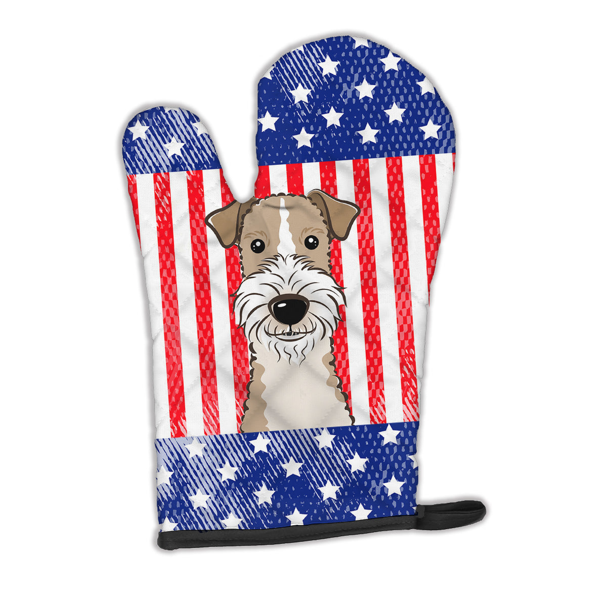 American Flag and Wire Haired Fox Terrier Oven Mitt BB2177OVMT  the-store.com.