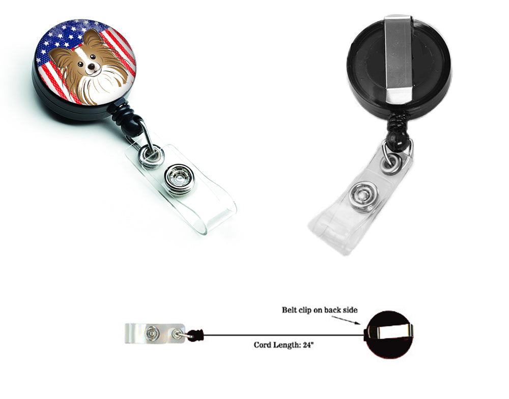 American Flag and Papillon Retractable Badge Reel BB2178BR.