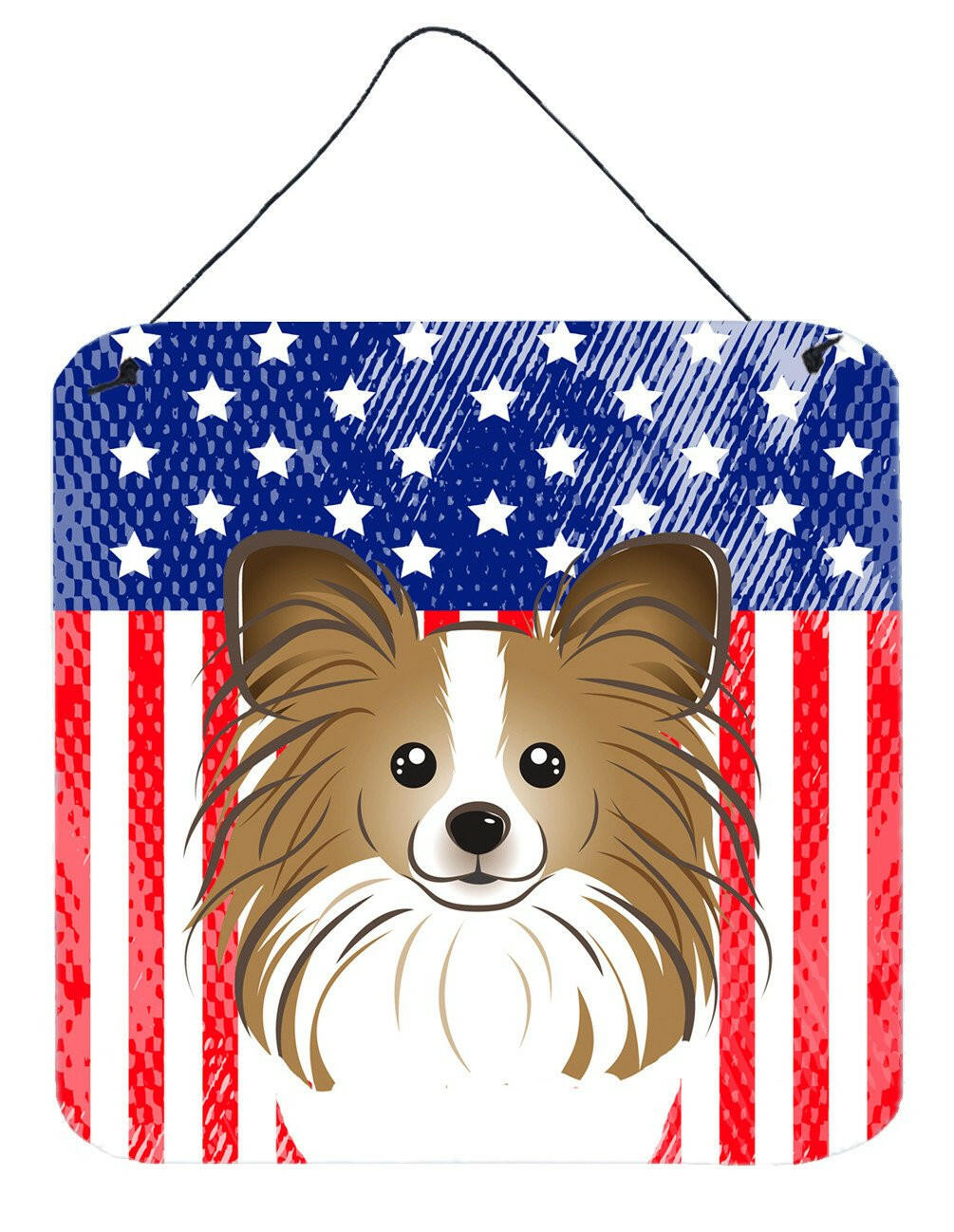 American Flag and Papillon Wall or Door Hanging Prints BB2178DS66 by Caroline&#39;s Treasures