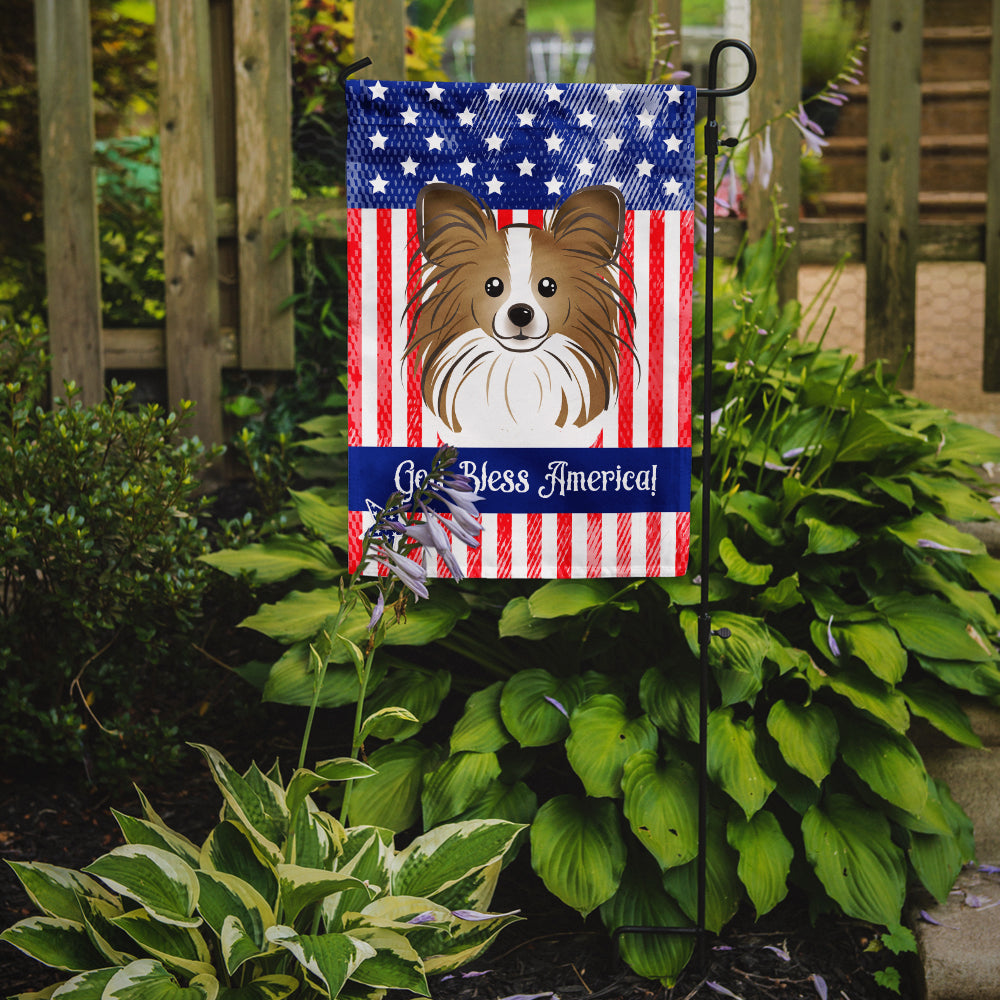 God Bless American Flag with Papillon Flag Garden Size BB2178GF.