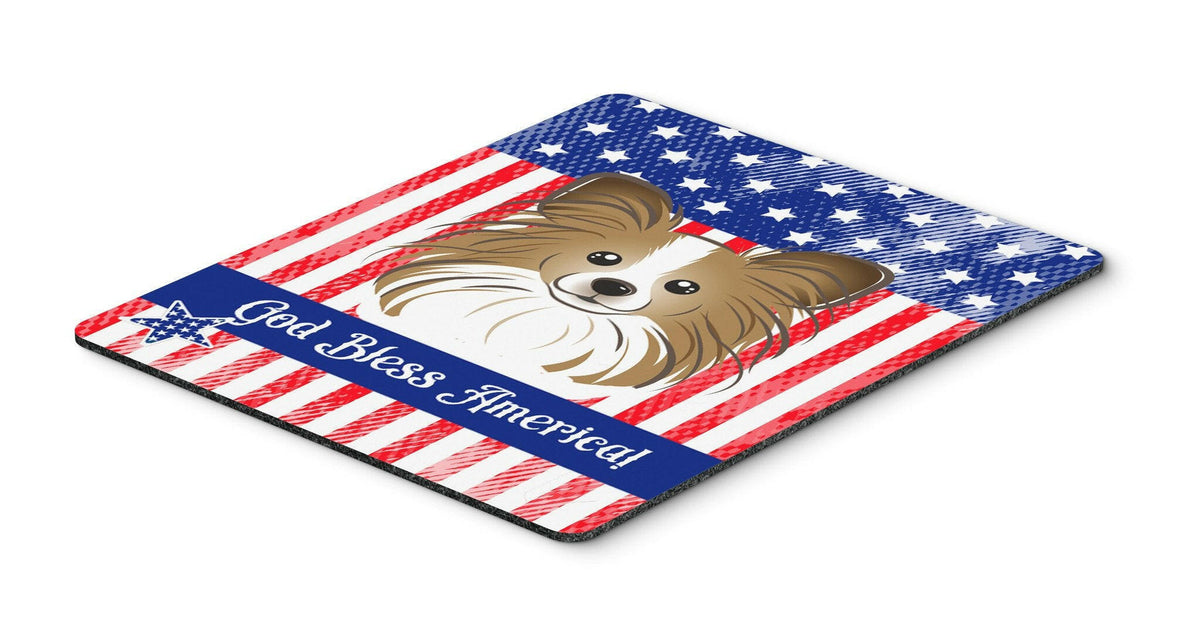 God Bless American Flag with Papillon Mouse Pad, Hot Pad or Trivet BB2178MP by Caroline&#39;s Treasures