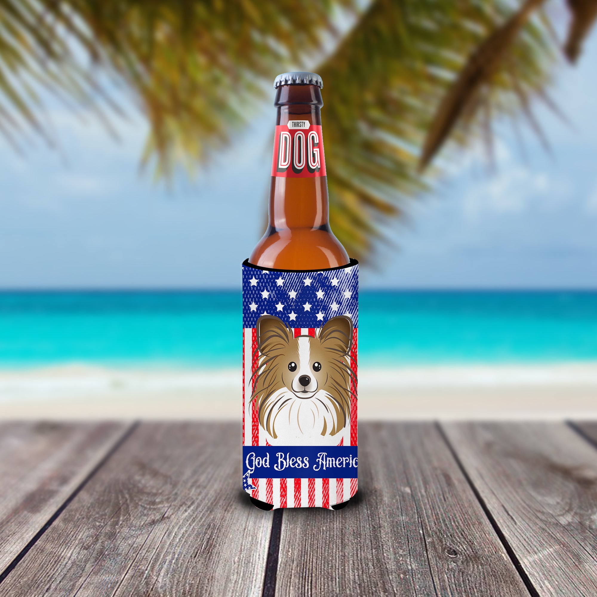 God Bless American Flag avec Papillon Michelob Ultra Beverage Insulator pour canettes minces BB2178MUK