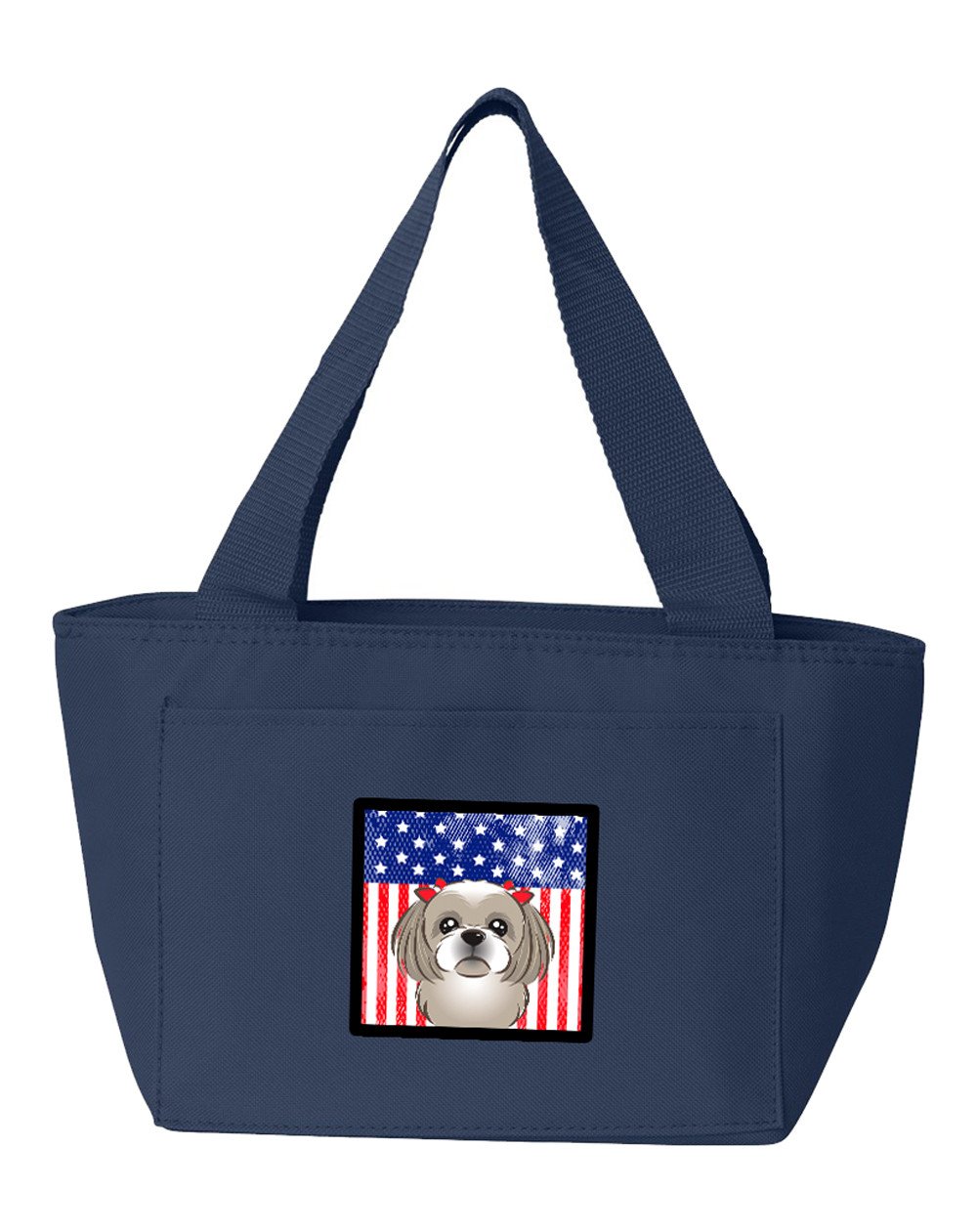 American Flag and Gray Silver Shih Tzu Lunch Bag BB2180NA-8808 by Caroline&#39;s Treasures