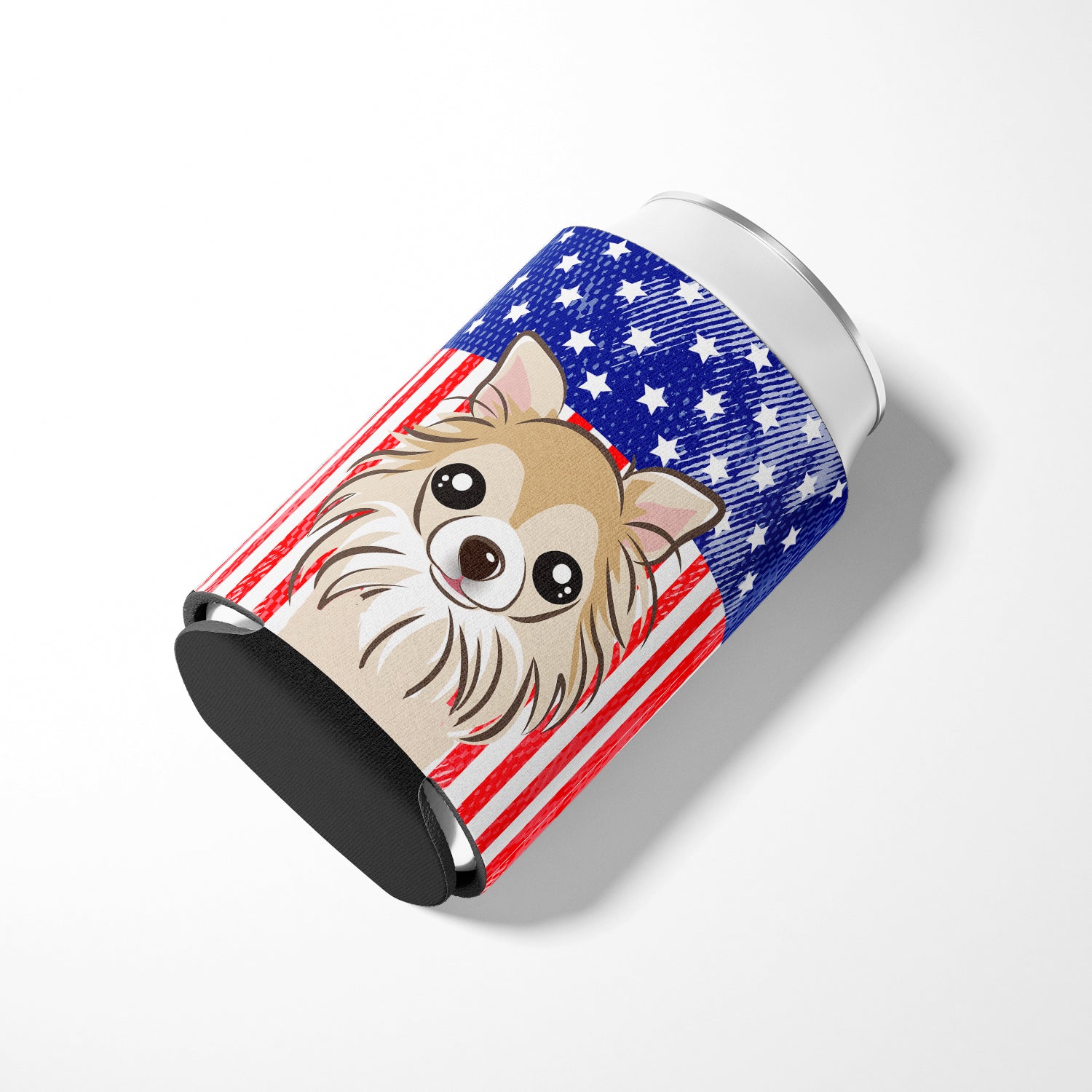 American Flag and Chihuahua Can or Bottle Hugger BB2181CC
