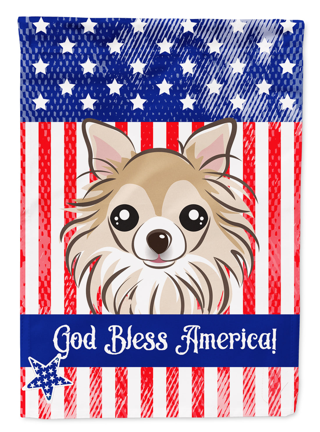 God Bless American Flag with Chihuahua Flag Canvas House Size BB2181CHF  the-store.com.