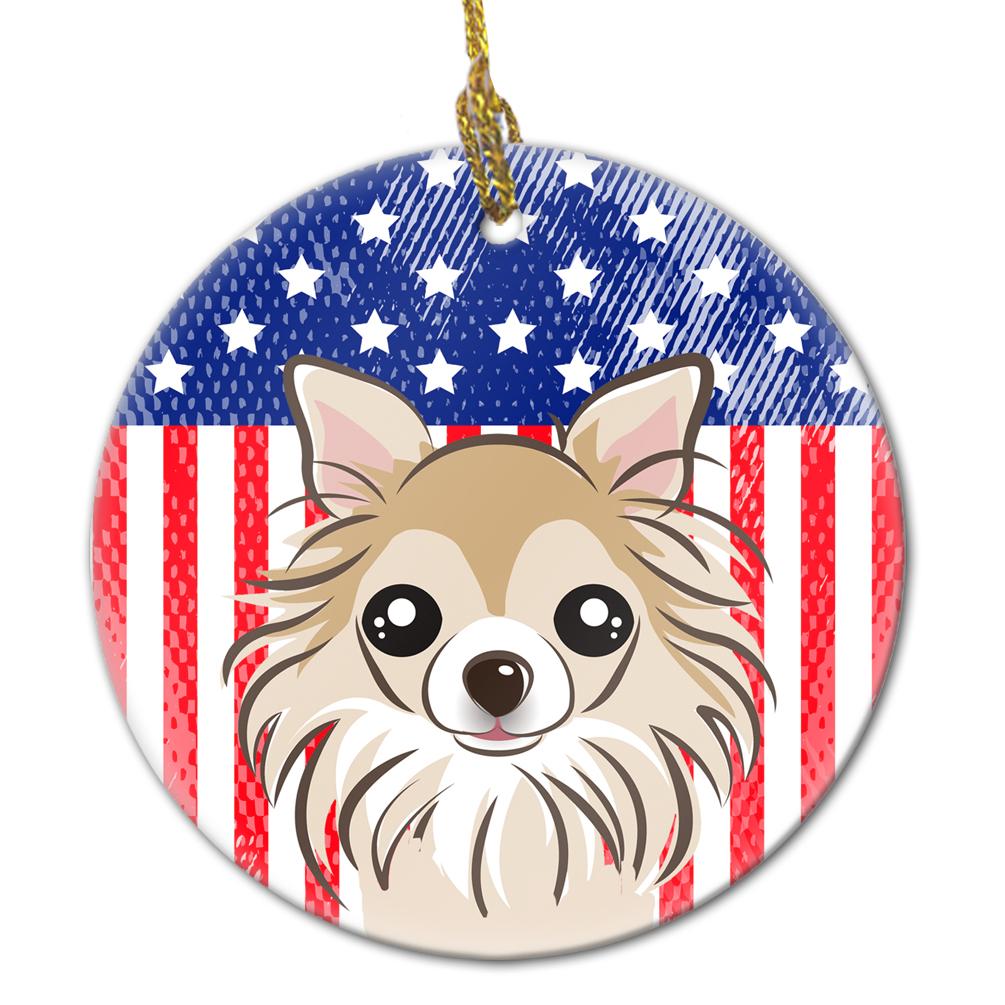 American Flag and Chihuahua Ceramic Ornament by Caroline's Treasures