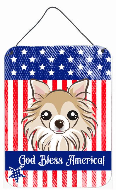 God Bless American Flag with Chihuahua Wall or Door Hanging Prints BB2181DS1216 by Caroline&#39;s Treasures