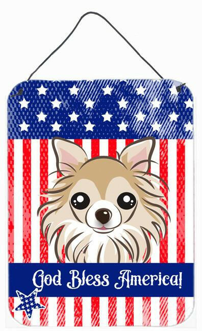 God Bless American Flag with Chihuahua Wall or Door Hanging Prints BB2181DS1216 by Caroline's Treasures