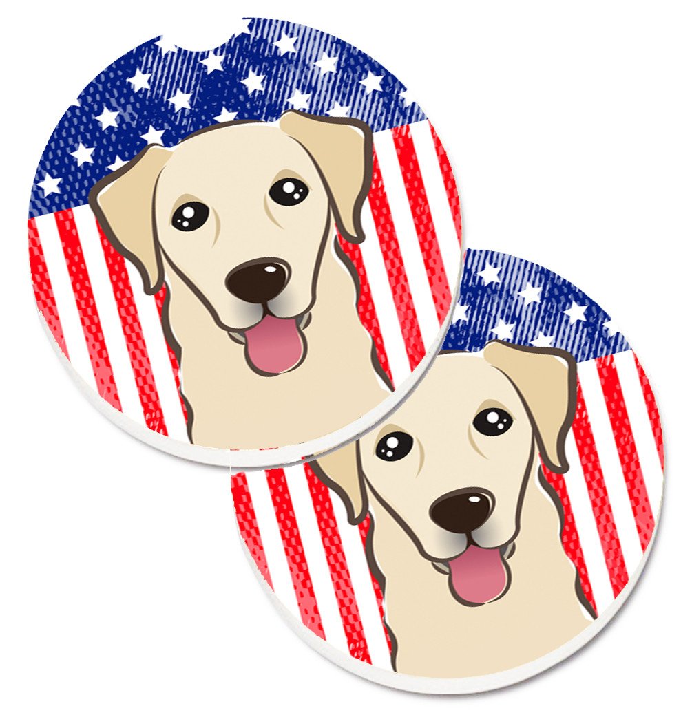 American Flag and Golden Retriever Set of 2 Cup Holder Car Coasters BB2182CARC by Caroline&#39;s Treasures