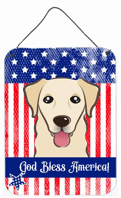 God Bless American Flag with Golden Retriever Wall or Door Hanging Prints BB2182DS1216 by Caroline's Treasures