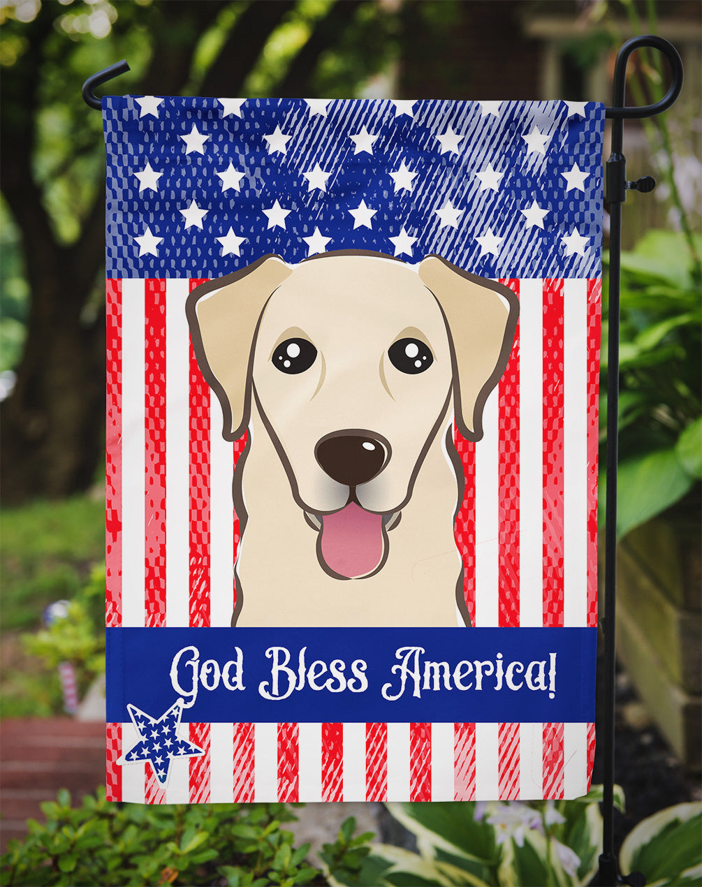 God Bless American Flag with Golden Retriever Flag Garden Size BB2182GF.
