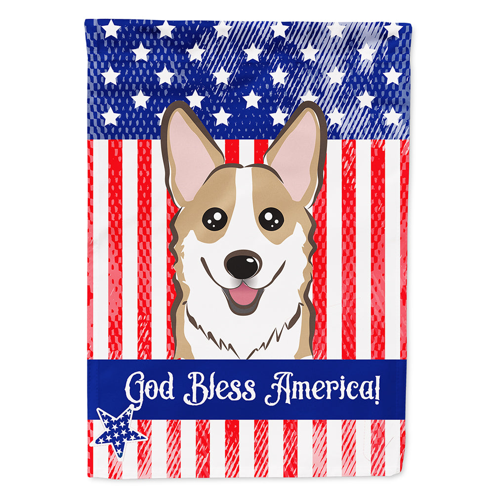 God Bless American Flag with Sable Corgi Flag Canvas House Size BB2183CHF